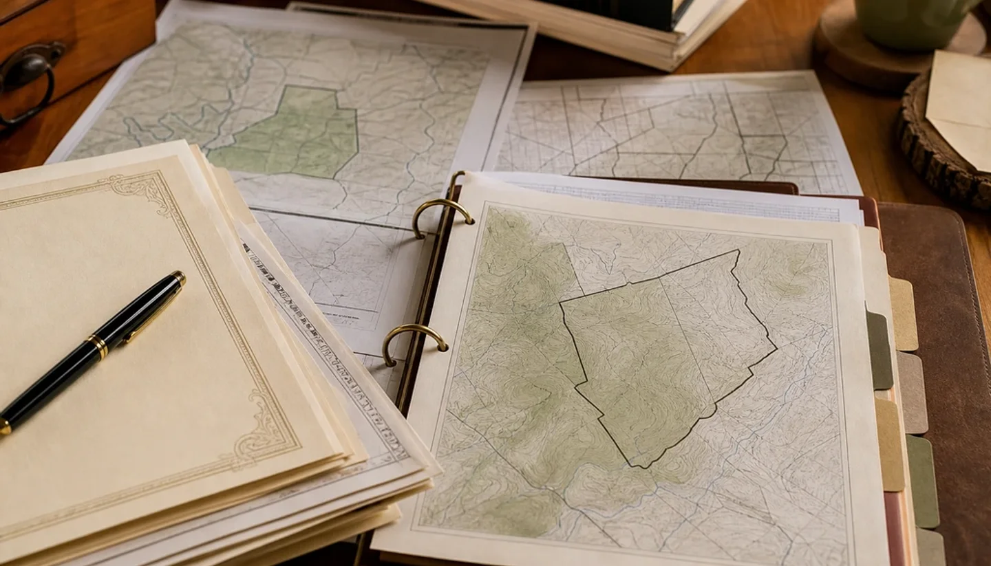 Title search and parcel records for a land closing